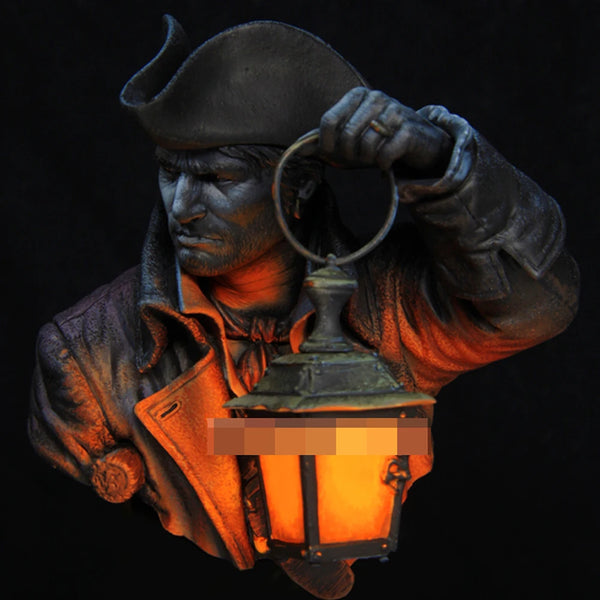 1/10 WWI Sentry with Lantern, Resin Model Bust Kit, Unassembled and Unpainted