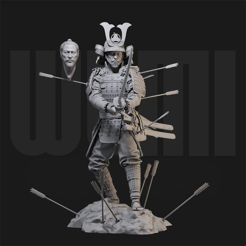1/24 Medieval Japanese Samurai, 3 Figures, Resin Model Figure Kit, Unassembled and Unpainted