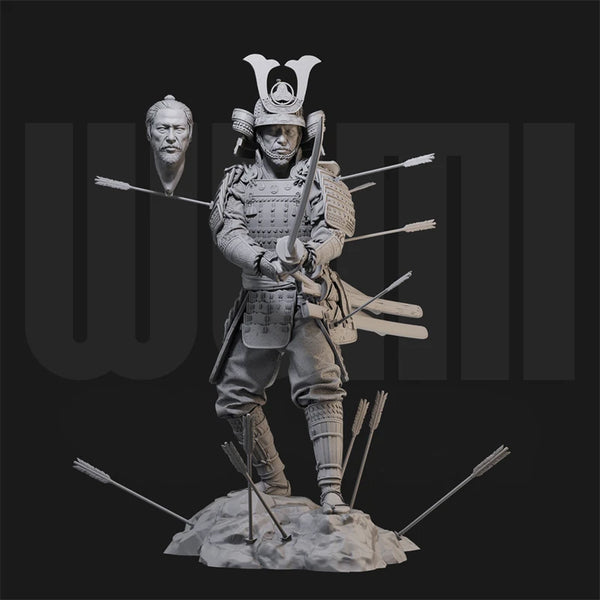 1/24 Medieval Japanese Samurai, 3 Figures, Resin Model Figure Kit, Unassembled and Unpainted