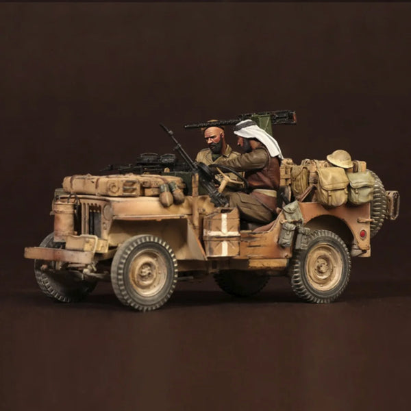 1/35 WWII SAS Jeep, 3 Figures, Resin Model Vehicle Kit, Unassembled and Unpainted