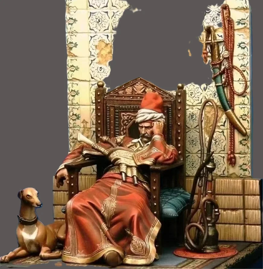 1/24 Ottoman Sultan in Scarlet Robes with Turban, Resin Model Figure Kit, Fantasy Theme, Unassembled and Unpainted