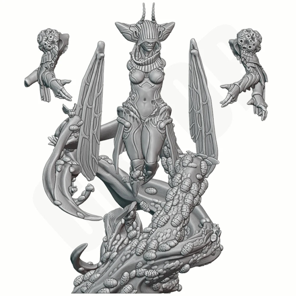 1/24 Daemon Queen with Attendants, 5 Figures, Resin Model Figure Kit, Fantasy Theme, Unassembled and Unpainted