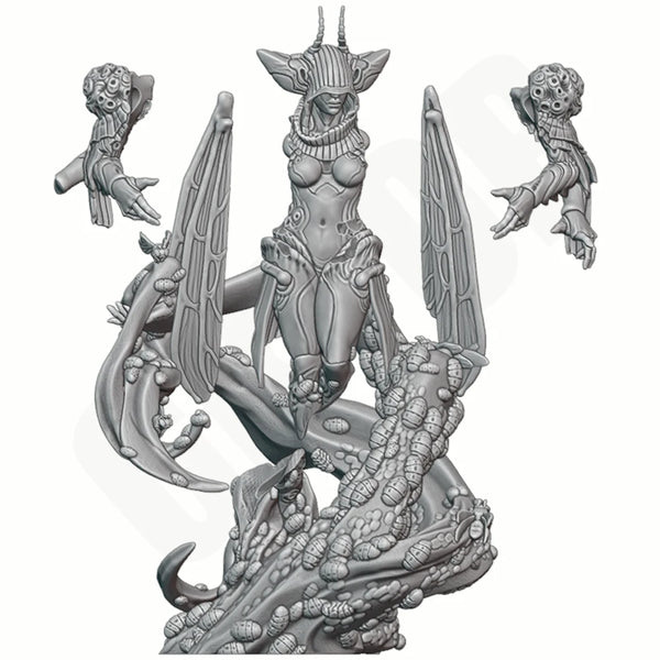 1/24 Daemon Queen with Attendants, 5 Figures, Resin Model Figure Kit, Fantasy Theme, Unassembled and Unpainted