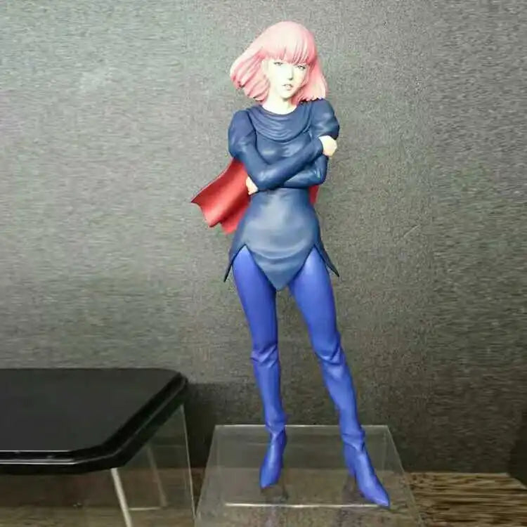 1/20 Pink-Haired Anime Female in Blue Suit with Red Cape, Resin Model Figure Kit, Anime Theme, Unassembled and Unpainted