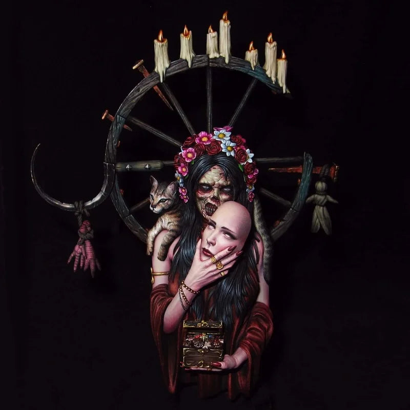 1/10 Dark Fantasy Witch, Resin Model Bust Kit, Fantasy Theme, Unassembled and Unpainted