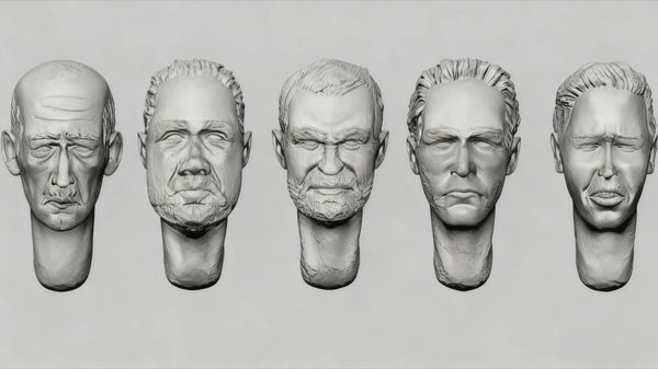 1/35 Military Officer Heads, 5 Figures, Resin Model Bust Kit, Military Theme, Unassembled and Unpainted
