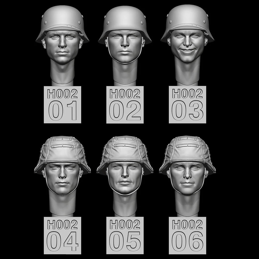 1/35 WWI Soldier Heads Set No.2, 6 Figures, Resin Model Figure Kit, Unassembled and Unpainted