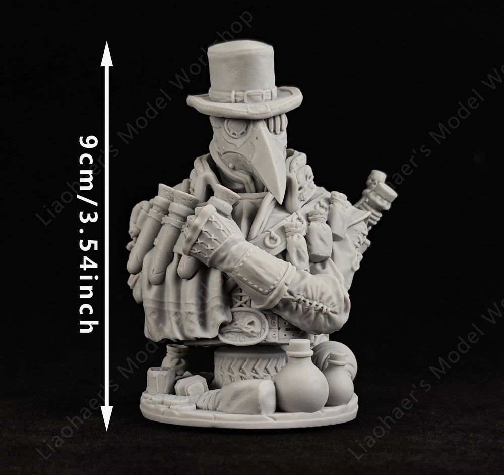1/10 Plague Doctor, Resin Model Bust Kit, Fantasy Theme, Unassembled and Unpainted