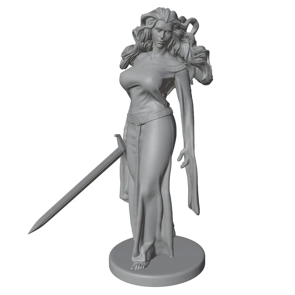 1/24 Female Warrior with Greatsword, Resin Model Figure Kit, Fantasy Theme, Unassembled and Unpainted