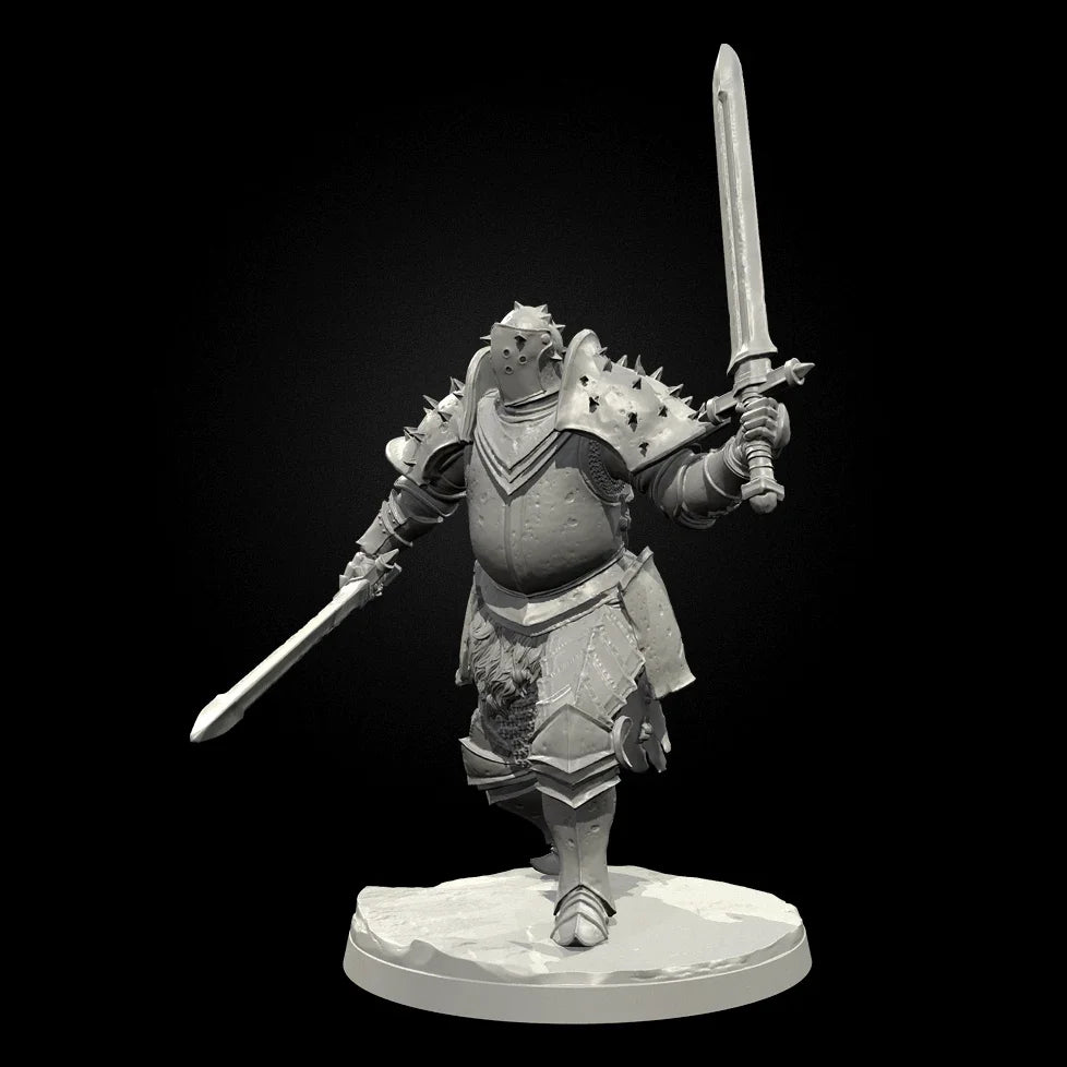 75mm Crowned Fantasy Warrior with Greatsword, Resin Model Figure Kit, Fantasy Theme, Unassembled and Unpainted