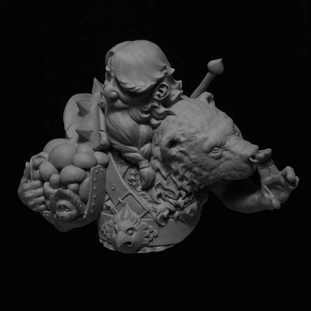 1/10 Dwarf Fighter in Ornate Plate Armor, Resin Model Bust Kit, Fantasy Theme, Unassembled and Unpainted
