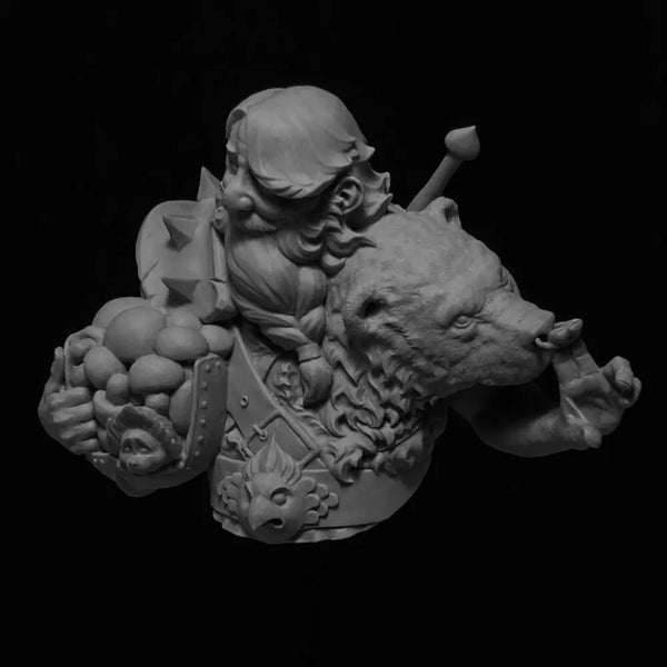 1/10 Dwarf Fighter in Ornate Plate Armor, Resin Model Bust Kit, Fantasy Theme, Unassembled and Unpainted