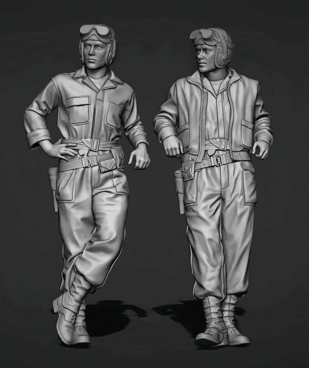 1/35 WWII Pilots, 6 Figures, Resin Model Figure Kit, Unassembled and Unpainted