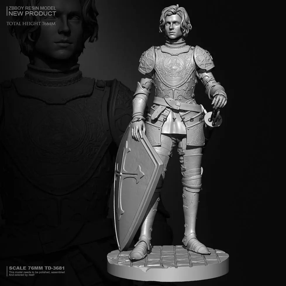 76mm Medieval King Arthur Knight, Resin Model Figure Kit, Unassembled and Unpainted
