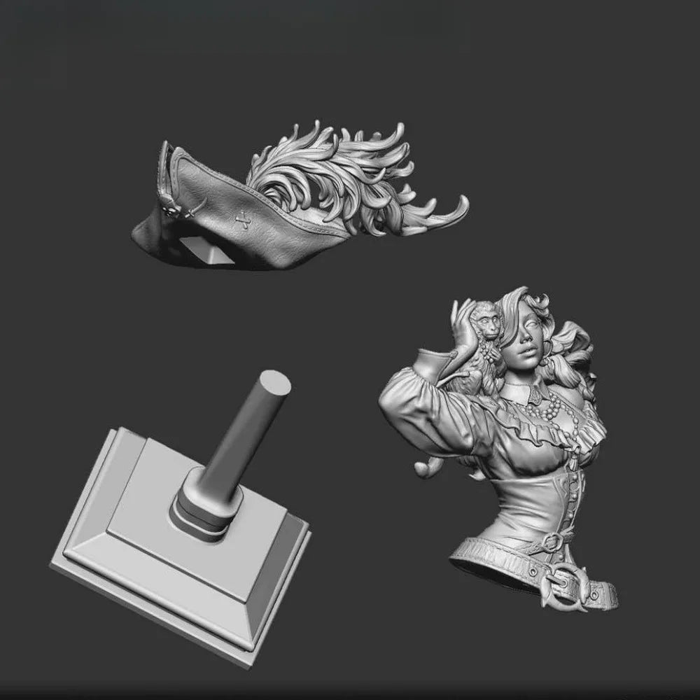 140mm Female Pirate, Resin Model Bust Kit, Fantasy Theme, Unassembled and Unpainted