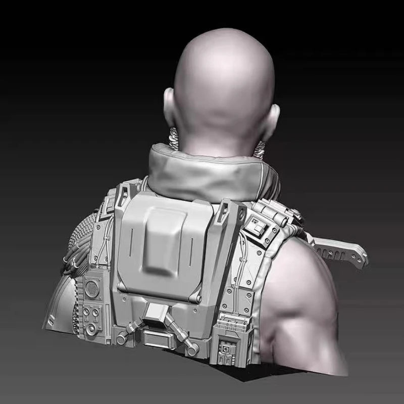 1/10 Modern Bearded Tactical Operator with Cigar, Resin Model Bust Kit, Unassembled and Unpainted