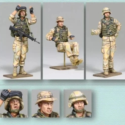 1/35 Modern USMC Bulldozer Crew Iraq 2004, 3 Figures, Resin Model Figure Kit, Unassembled and Unpainted