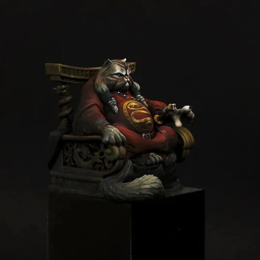 1/24 Medieval Seated Tiger Warrior in Ornate Golden Armor, Resin Model Figure Kit, Unassembled and Unpainted
