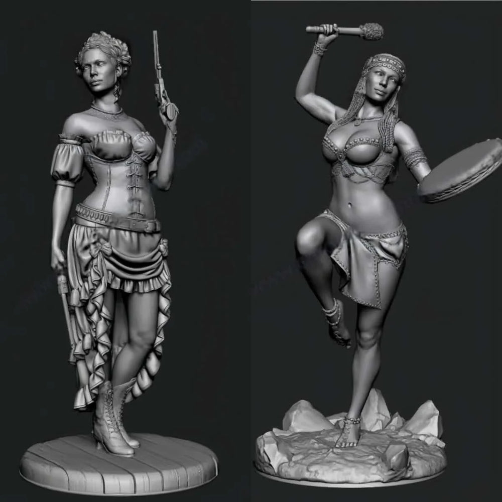 1/24 Female Warriors, 6 Figures, Resin Model Bust Kit, Fantasy Theme, Unassembled and Unpainted