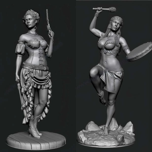 1/24 Female Warriors, 6 Figures, Resin Model Bust Kit, Fantasy Theme, Unassembled and Unpainted