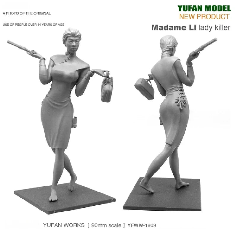 90mm Pin-up Madame Li, Resin Model Figure Kit, Unassembled and Unpainted