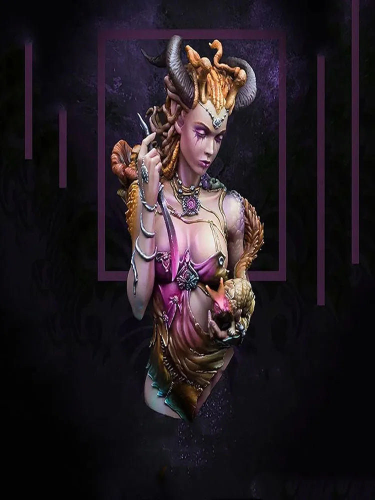1/10 Ancient Fantasy Woman Officer, Resin Model Bust Kit, Unassembled and Unpainted