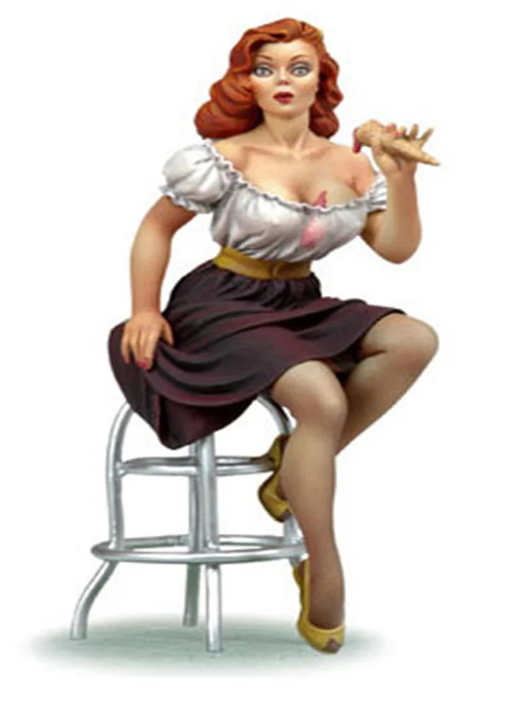 1/22 Retro Pinup Woman, Resin Model Figure Kit, Unassembled and Unpainted