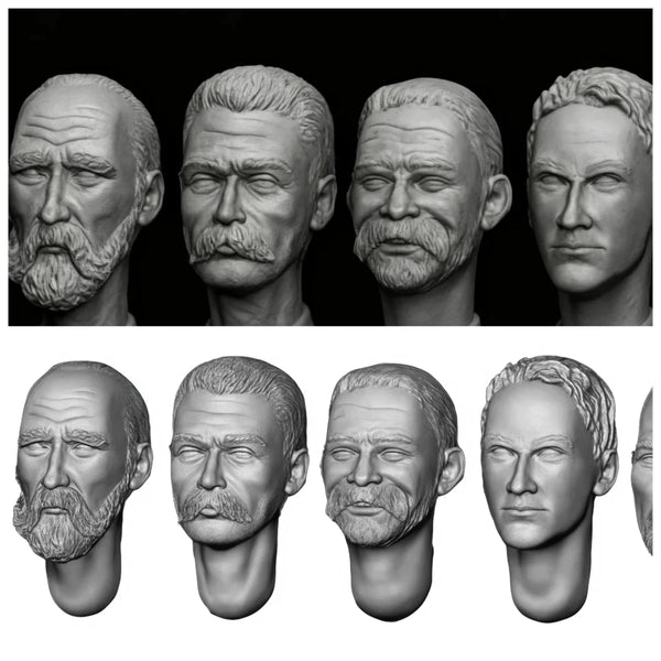 1/35 Male Character Head Replacements, Resin Model Accessory Kit, Historical Theme, Unpainted
