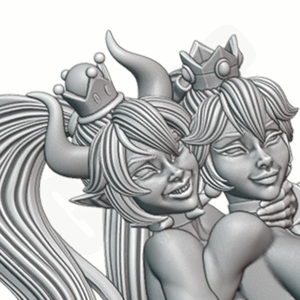 1/24 Twin Fantasy Princesses, 2 Figures, Resin Model Figure Kit, Fantasy Theme, Unassembled and Unpainted