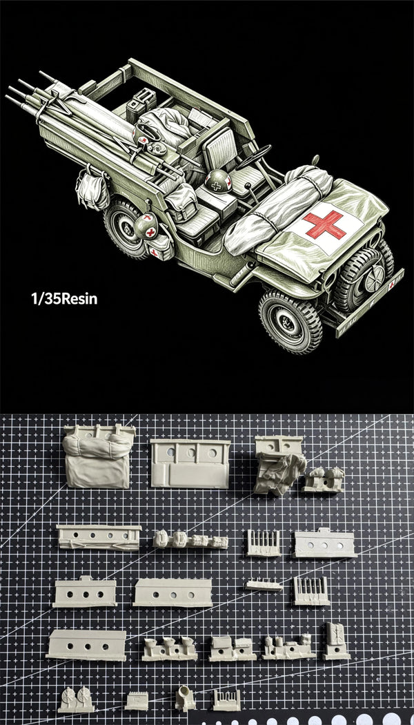 1/35 WWII Allied Willis Ambulance, Resin Model Vehicle Kit, Unassembled and Unpainted