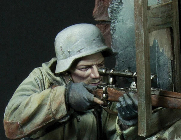 90mm WWII German Sniper, Resin Model Diorama Kit, Unassembled and Unpainted