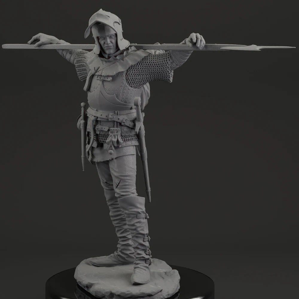 1/24 Medieval Foot Soldier at Rest, Resin Model Figure Kit, Unassembled and Unpainted