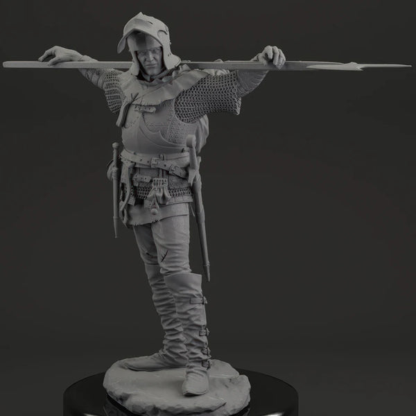1/24 Medieval Foot Soldier at Rest, Resin Model Figure Kit, Unassembled and Unpainted
