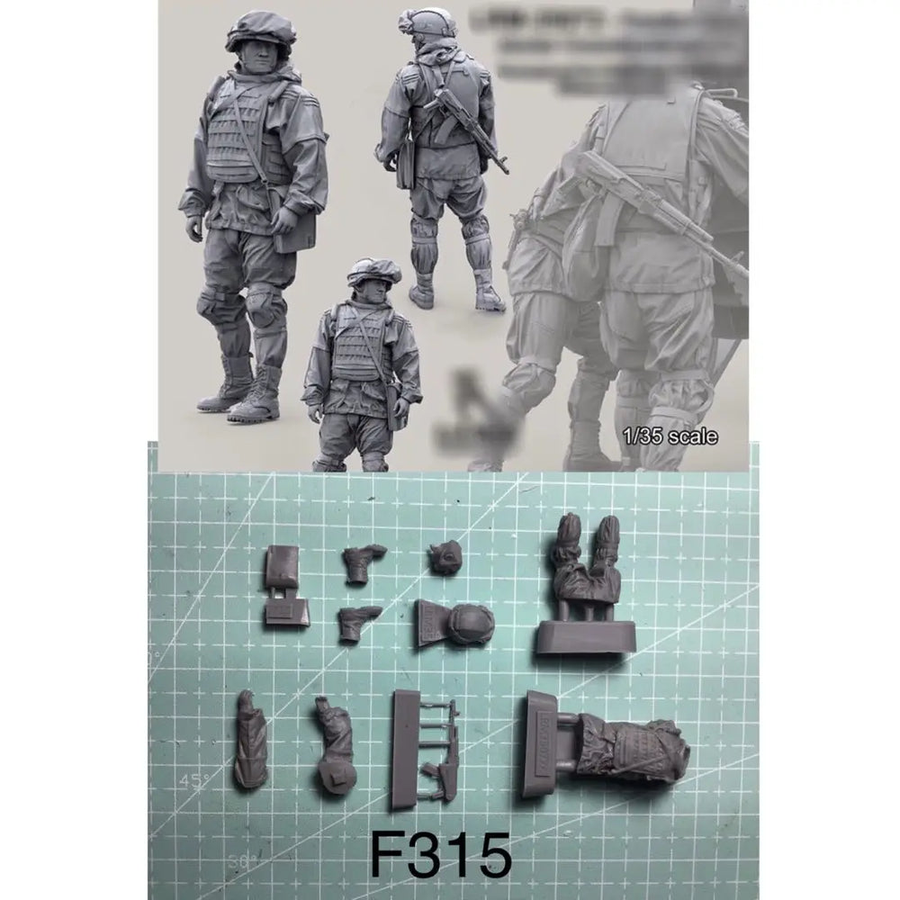 1/35 Modern Infantry Squad with Towed Recoilless Rifle, 7 Figures, Resin Model Figure Kit, Unassembled and Unpainted