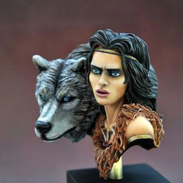 1/10 Wolf Girl, Resin Model Bust Kit, Fantasy Theme, Unassembled and Unpainted
