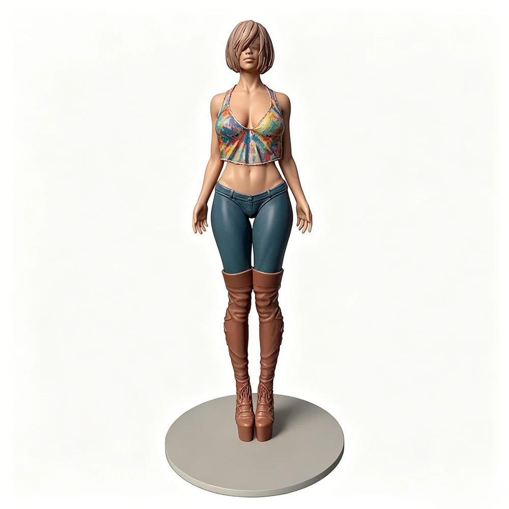 1/24 Athletic Woman with Halter Top and Leg Wraps, Resin Model Figure Kit, Unassembled and Unpainted