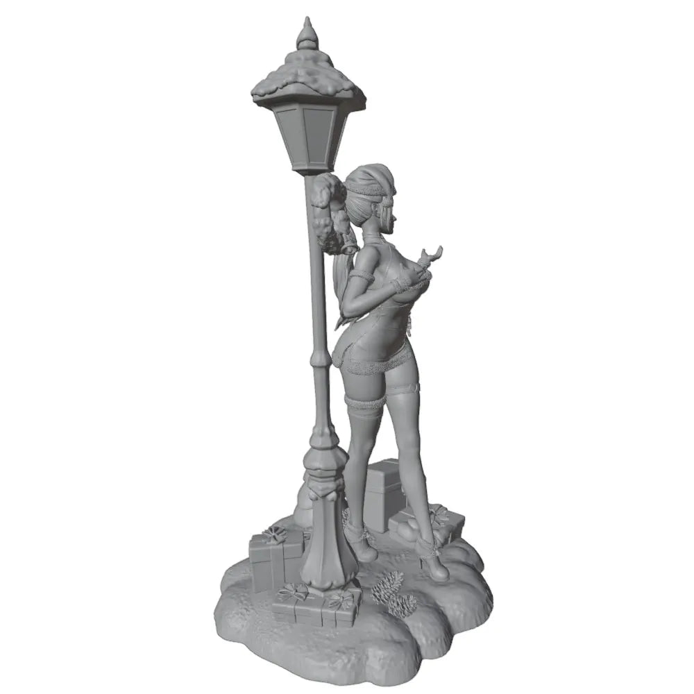 1/24 Glamorous Female with Street Lamp, Resin Model Figure Kit, Anime Theme, Unassembled and Unpainted