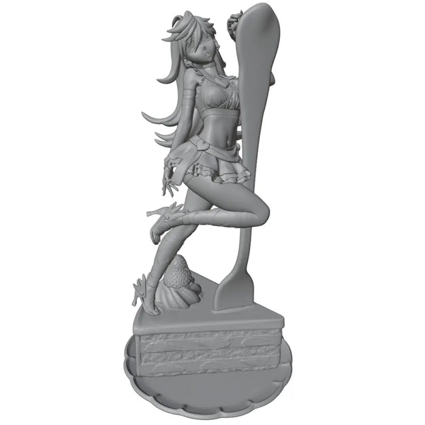 75mm Female with Cascading Hair Seated, Resin Model Figure Kit, Anime Theme, Unassembled and Unpainted