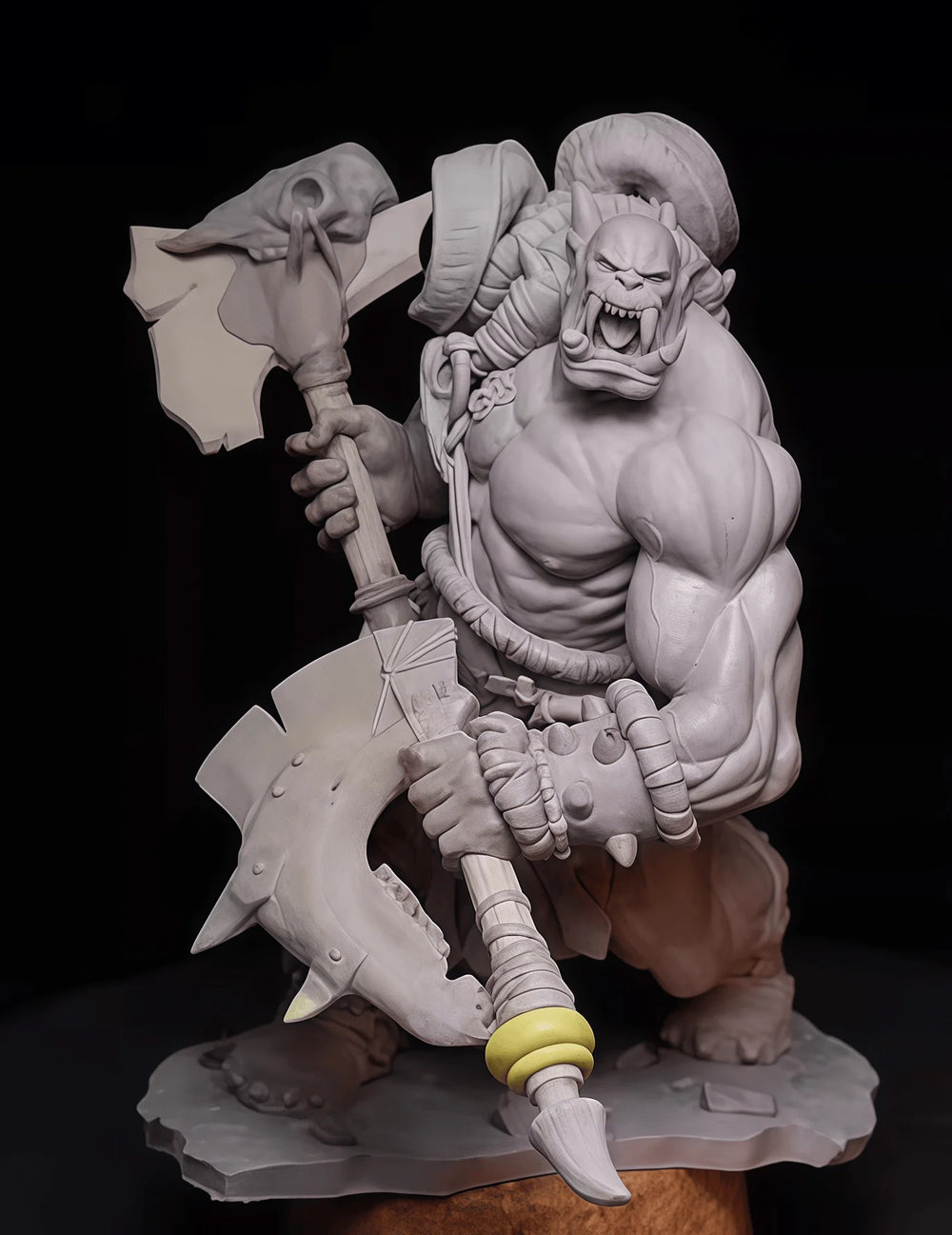 75mm Orc Warrior with Axe and Spiked Armor, Resin Model Figure Kit, Fantasy Theme, Unassembled and Unpainted