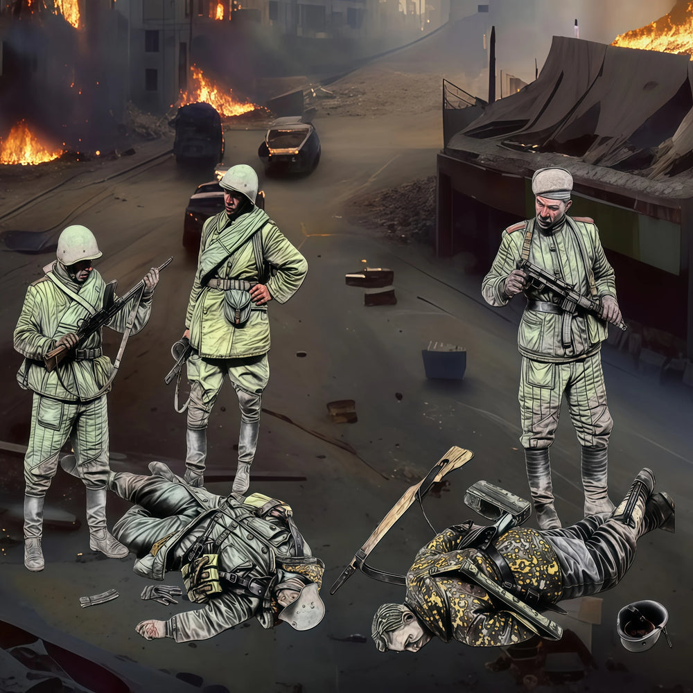 1/35 WWI Soldiers with Casualties, 8 Figures, Resin Model Figure Kit, Unassembled and Unpainted