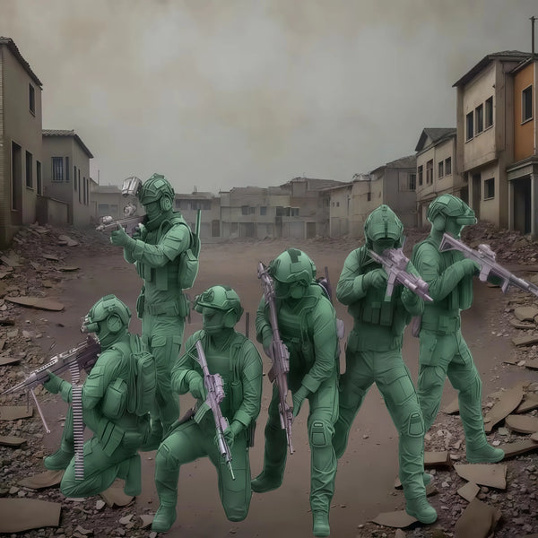 1/35 Modern Tactical Squad Clearing Urban Ruins, 6 Figures, Resin Model Figure Kit, Unassembled and Unpainted