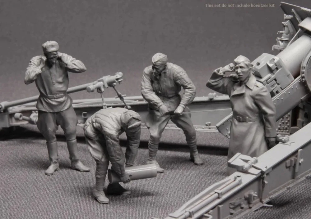 1/35 WWII Soviet Mountain Gun Crew, 4 Figures, Resin Model Figure Kit, Unassembled and Unpainted