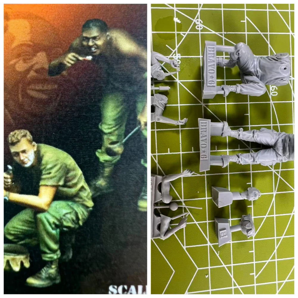 1/35 WWII US Infantry Attacking, 2 Figures, Resin Model Figure Kit, Unassembled and Unpainted