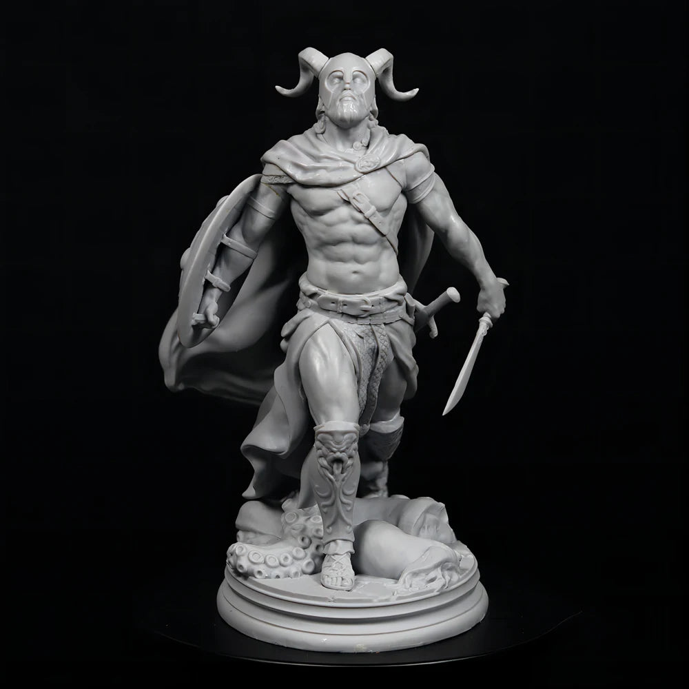 1/24 Spiral-Horned Demon Lord with Cloak, Resin Model Figure Kit, Fantasy Theme, Unassembled and Unpainted