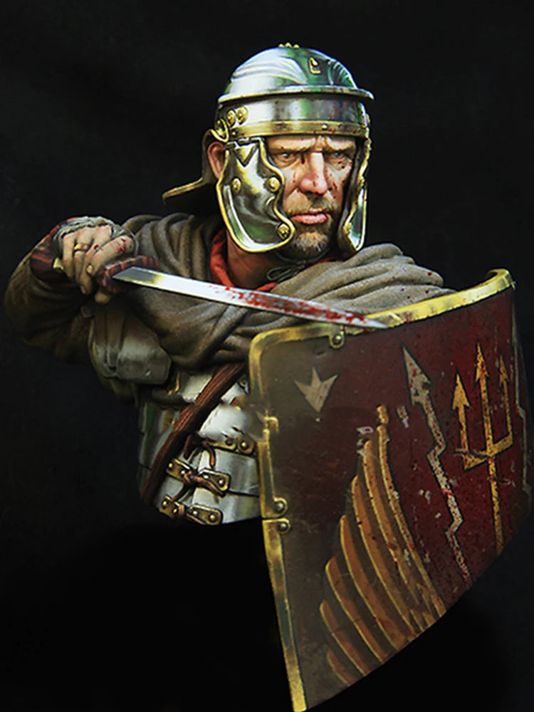 1/10 Ancient Roman Legionary Attacking with Pilum and Shield, Resin Model Bust Kit, Unassembled and Unpainted