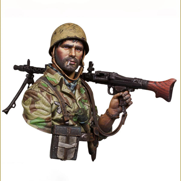 1/10 WWII German Infantry MG42 Gunner and Riflemen, 2 Figures, Resin Model Bust Kit, Unassembled and Unpainted
