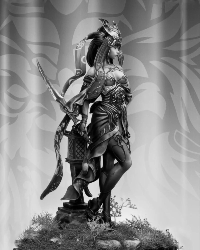 75mm Female Demon Warrior, Resin Model Figure Kit, Fantasy Theme, Unassembled and Unpainted