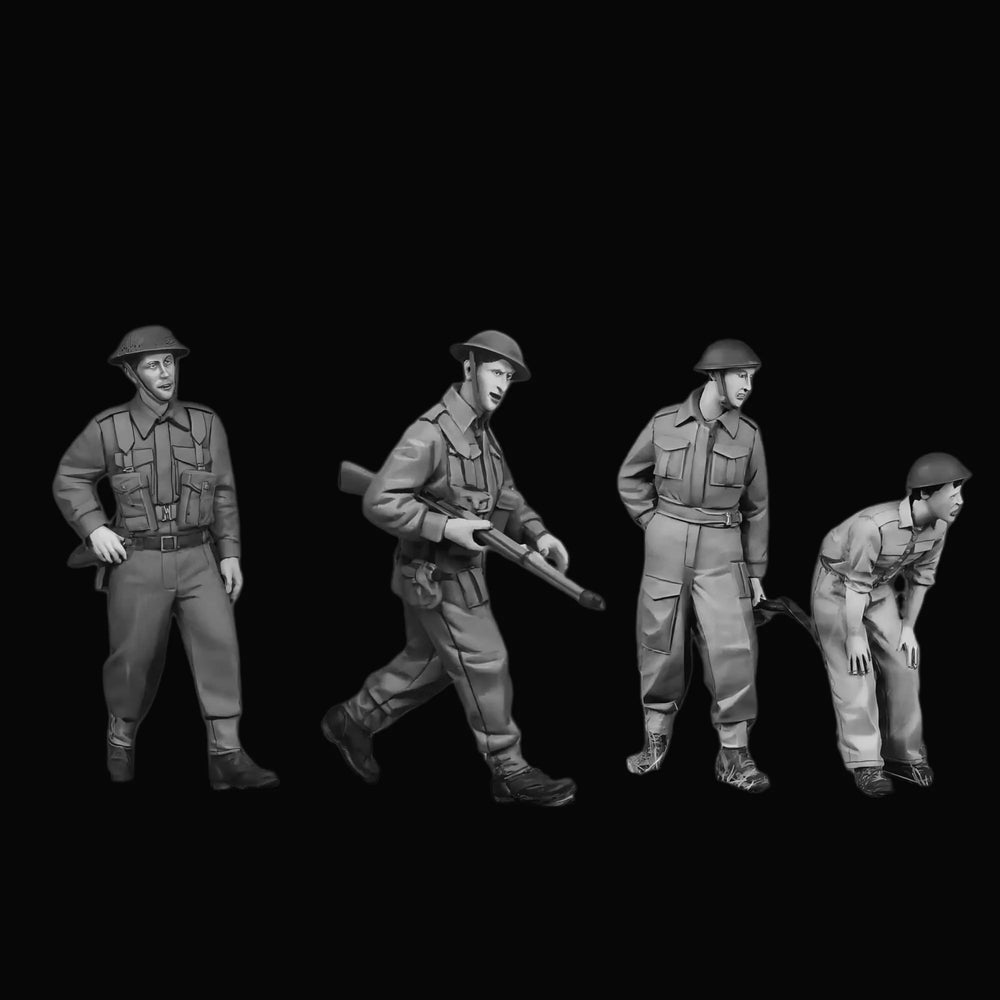 1/35 WWI British Infantry Squad, 4 Figures, Resin Model Figure Kit, Unassembled and Unpainted
