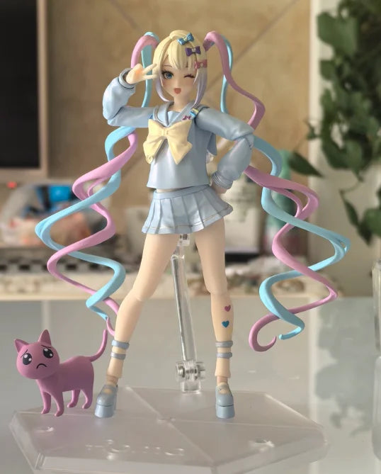 Magical Girl with Twin Pigtails and Pink Ribbons, Resin Model Figure Kit, Anime Theme, Unassembled and Unpainted