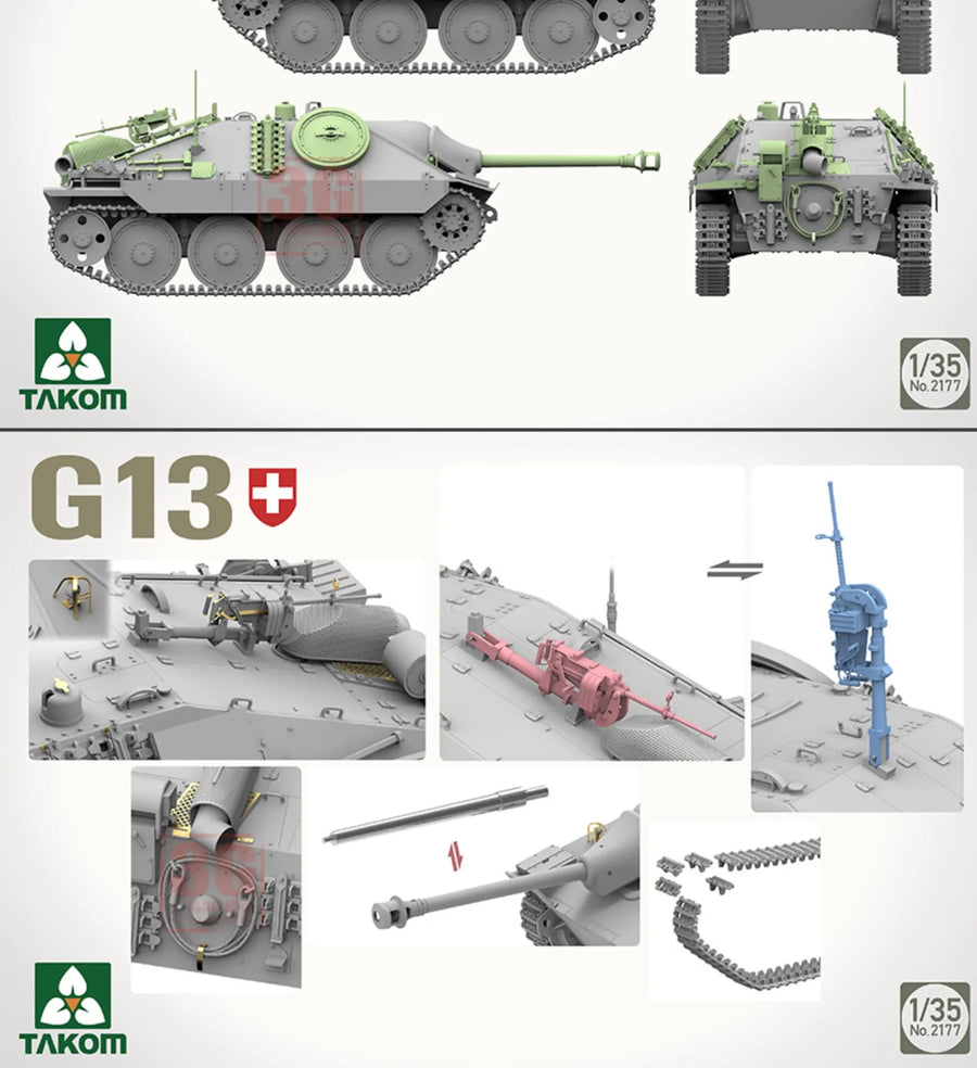 1/35 TAKOM Assembly Model 2177 Swiss Stalker Pzj G13 Tank Destroyers Scale Model Kit